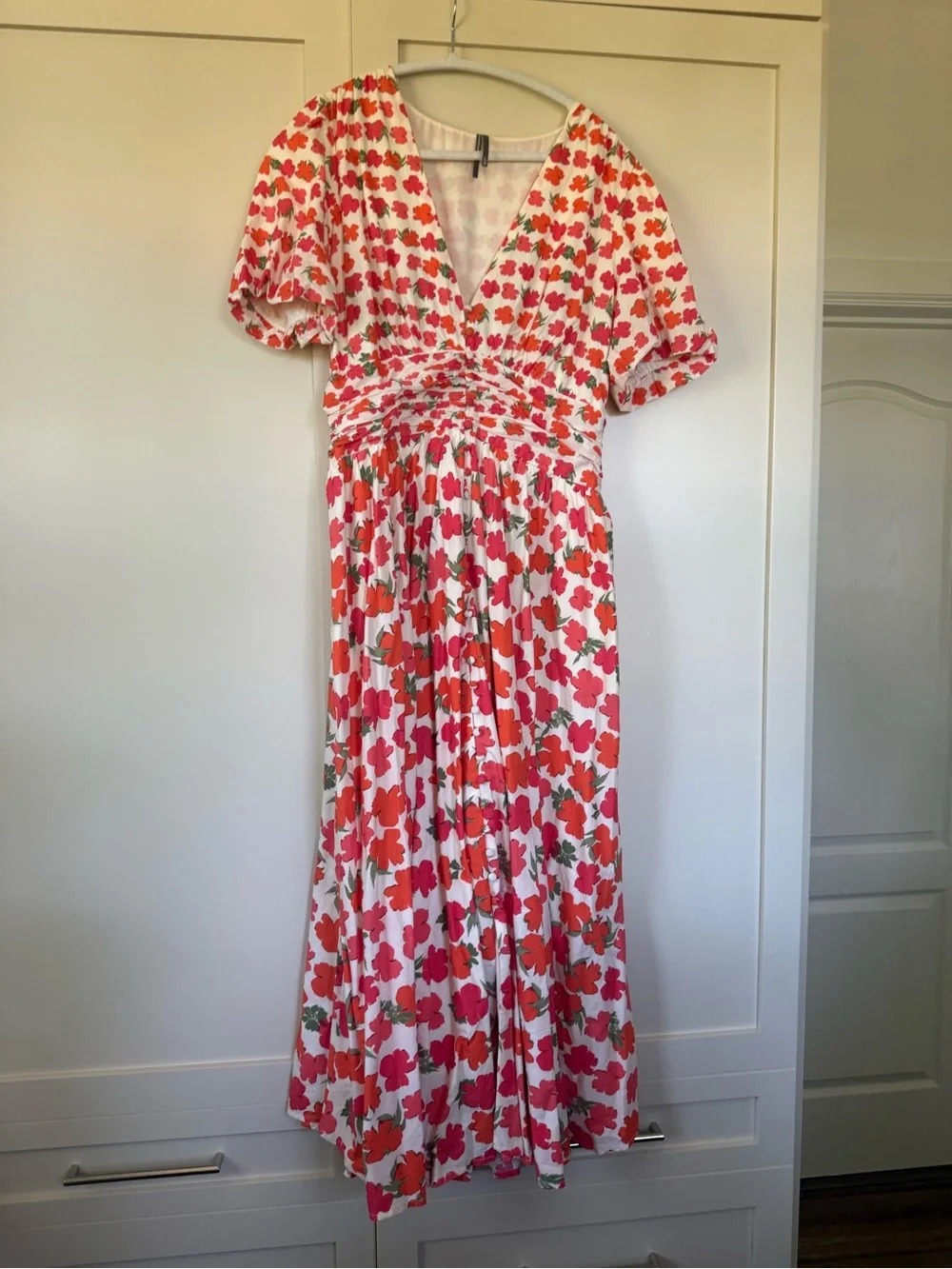 Anthropologie Katarina Button Front Dress-Poppy Motif - L - Picture 3 of 5